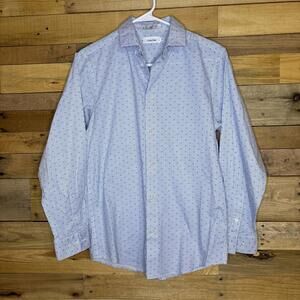 Calvin Klein Shirt Men’s Long Sleeve "CK" AO Pattern Blue 18, Classy GQ Comfort